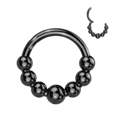Černý segment kruh - helix / cartilage / tragus / septum piercing TITAN (1,2 x 8 mm)