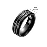 Pánský černý ocelový prsten s lanky (62)