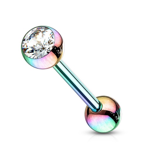 Piercing do jazyka se zirkonem (duhová)