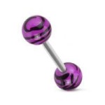 Piercing do jazyka  - zebrovaný (bílá)