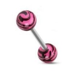 Piercing do jazyka  - zebrovaný (modrá)