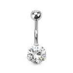 Piercing do pupíku - banánek se zirkony (zelená, 1,6 x 10 mm)