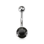 Piercing do pupíku - banánek se zirkony (zelená, 1,6 x 10 mm)