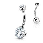 Piercing do pupíku - banánek se zirkony (zelená, 1,6 x 10 mm)