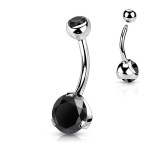 Piercing do pupíku - banánek se zirkony (zelená, 1,6 x 10 mm)