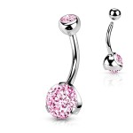Piercing do pupíku - banánek se zirkony (zelená, 1,6 x 10 mm)