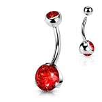 Piercing do pupíku - banánek se zirkony (zelená, 1,6 x 10 mm)