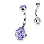 Piercing do pupíku - banánek se zirkony (zelená, 1,6 x 10 mm)