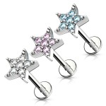 Labreta / piercing do brady -  hvězdička (tyrkysová)