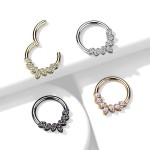 Černý segment kruh se zirkony, septum piercing (1,2 x 8 mm)