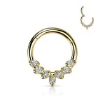 Zlacený segment kruh se zirkony, septum piercing (1,2 x 10 mm)