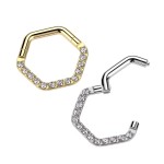 Piercing ocelový segment se zirkony stříbrný