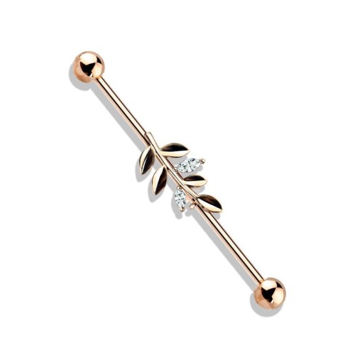 Industrial piercing - list (zlacený růžové zlato)