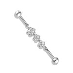 Řetízkový industrial piercing s kytičkami (RD)