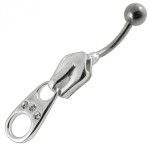 Stříbrný piercing do pupíku - zip (tyrkysová)