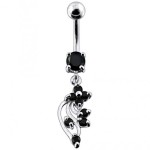 Stříbrný piercing do pupíku (tyrkysová)