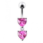 Stříbrný piercing do pupíku - srdíčka (čirá)