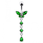 Stříbrný piercing do pupíku - motýlek (tyrkysová)