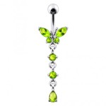 Stříbrný piercing do pupíku - motýlek (tyrkysová)