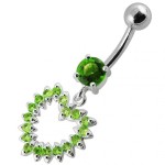 Stříbrný piercing do pupíku - srdce (čirá, 5 mm)