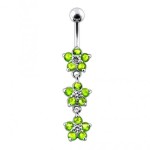 Stříbrný piercing do pupíku - kytičky (tyrkysová)