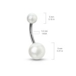 Piercing do pupíku perličky HWNSQ1479 bílé