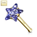 Zlatý piercing do nosu - hvězda Au 585/1000 (čirá)