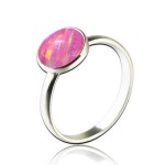 Stříbrný prsten s opálem 8 mm (1,46 g, 52)