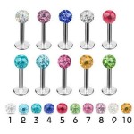 Piercing do brady - labreta se krystaly Swarovski® (světle fialová)