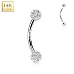 Zlatý piercing do obočí, 1,2 x 10 mm, Au 585/1000