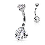 Ocelový piercing do pupíku - vnitřní závit (fialová)