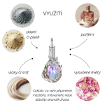 Stříbrný pietní náhrdelník - Fialová Swarovski kapka s motýlem a květem