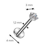 Piercing do brady - labreta titan hvězda (1,2 x 8 mm)