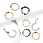 Piercing segment kruh s kamínky (černý)
