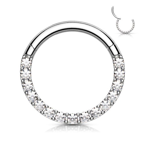 Piercing segment kruh s kamínky (ocelový)