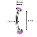 Piercing do obočí TITAN, růžový opál
