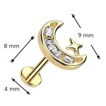 Zlacená labreta - PUSH IN piercing do brady