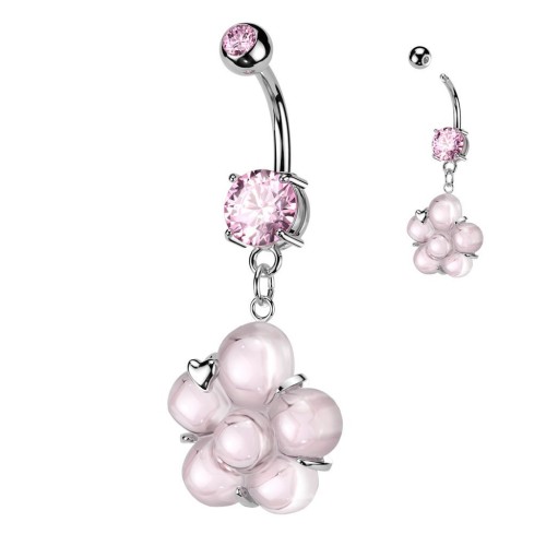 Piercing do pupíku s kytičkou (růžová)