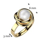 Zlacený ocelový prsten s perlou (62)