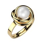 Zlacený ocelový prsten s perlou (55)
