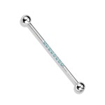 Industrial piercing s kamínky, barva tyrkysová
