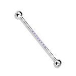 Industrial piercing s kamínky, barva růžová