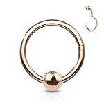 Zlacený piercing segment kruh s kuličkou (1,2 x 8 mm)