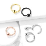 Zlacený piercing segment kruh s kuličkou (1,2 x 8 mm)