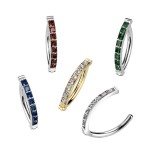 Piercing do pupíku TITAN, modré zirkony