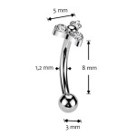 PUSH IN piercing do obočí TITAN, 1,2 x 8 mm