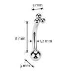 PUSH IN piercing do obočí TITAN, 1,2 x 8 mm