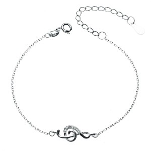 Dámský stříbrný náramek houslový klíč