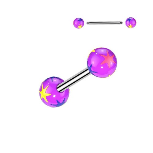 Piercing do jazyka s hvězdami (fialová)