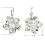 Stříbrné náušnice visací s krystaly Swarovski AB efekt kytička 31130.2